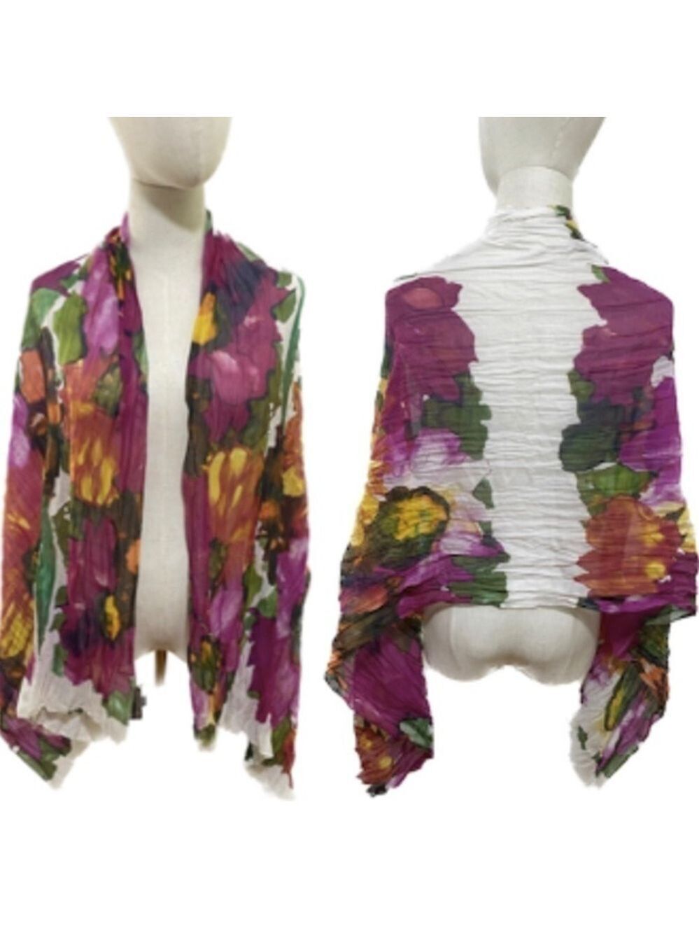 Tarnish COLORFUL WATERCOLOR FLORAL SCARF / SHAWL 27" X 68" GAUZE